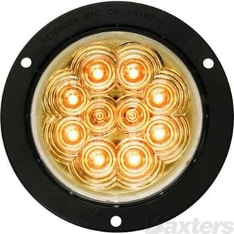 LED Indicator Lamp 4in Round 9-32V Clear Lens Flange Mnt 140mm LumenX Range