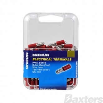 Crimp Terminal Male Bullet Insulated Red 4mm Bag (100) 