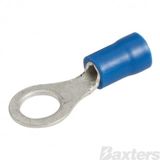 Crimp Terminal Ring Insulated Blue 6.3mm Bag (100) 
