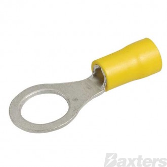 Crimp Terminal Ring Insulated Yellow 9.5mm Bag (100) 