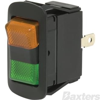 Rocker Switch ON/OFF/ON Illuminated Pilot LED Amber/Green