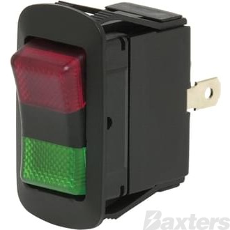 Rocker Switch ON/ON Illuminated Pilot LED Green/Red