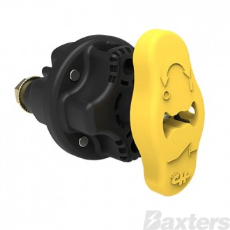 Battery Master Switch Yellow 6-32V 300A Cont. NO + 10A Aux. Cont. @ 12V Integrated Lockout