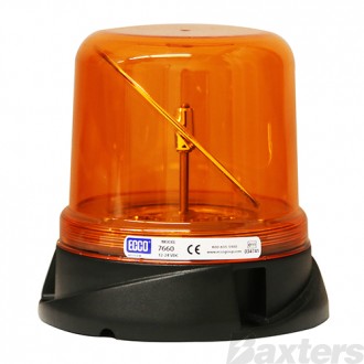 ECCO Rotating Beacon LED 12/24V Amber 2 Rotating Speeds (75 Or 125 Flash Per Minute) Fixed Mount SAE Class 1