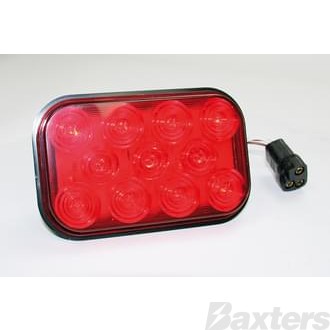 LED Stop/Tail Light Red With Plug 10-30V Rectangle 