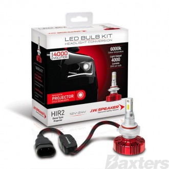 JW Speaker LED Headlight Kit HIR2 12/24V 6000K Projector