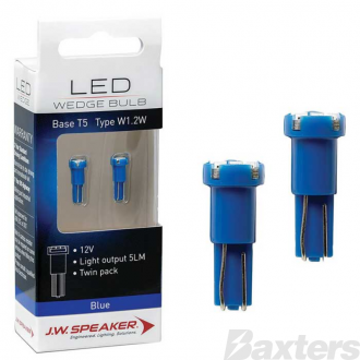 LED W1.2W T5 Wedge Kit 12V 5lm (2 pcs) Blue 