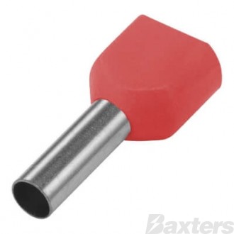 Boot Lace Ferrule 2x1.0mm2 Red Pkt 100