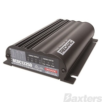 Redarc In-Vehicle Battery Charger DC To DC With 12/24V Input 25A Dual Input DC & Solar; Variable Voltage Alt.; Lithium Profile
