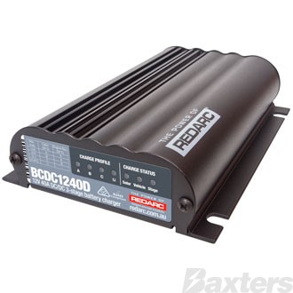 Redarc In-Vehicle Battery Charger DC To DC With 12/24V Input 40A Dual Input DC & Solar; Variable Voltage Alt.; Lithium Profile