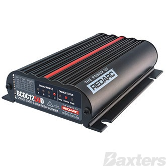 Redarc In-Vehicle Battery Charger DC To DC With 12/24V Input 50A Dual Input DC & Solar; Variable Voltage Alt.; Lithium LiFEPO4 Profile