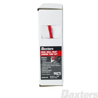 Heat Shrink Dual Wall 3mm Red Adhesive Lined 10m Box Dispenser 3:1 Shrink Ratio
