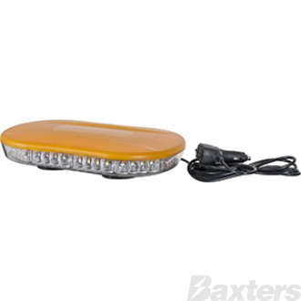 LED Microbar 12/24V Amber with Clear Lens Magnetic Mount 20 Flash Pattern 40 LED SAE Class