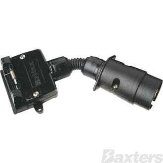 Trailer Wiring Adaptor with 7 Pin Large Round Plug to 7 Pin Flat Socket