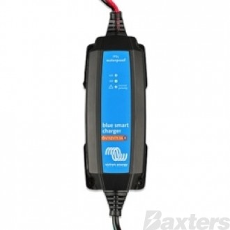 Blue Smart Battery Charger 6-12V 1.1A Output IP65 Rating Dust and Water Resistant