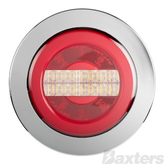 LED Rear Reverse/Tail Lamp 10-30V Rev/Tail/Ind Recessed Mnt Chrome Ring Glow Tail Lamp
