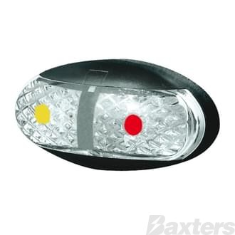 LED Clearance Light Amber Red 10-30V 4 LED Oval 60x30mm Lens Clear 0.5MT [Use BR1ARL]