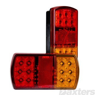 LED Rear Combination Lamp Kit 12V Stop/Tail/Ind/Ref/Lic Surface Mnt 150x80mm Twin Pack