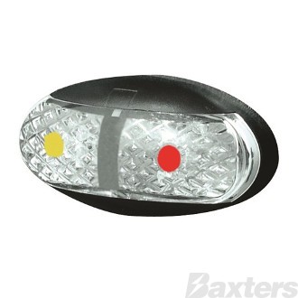 LED Clearance Light Amber Red 10-30V Oval 60 x 30mm Clear Lens 2.5mt Cable