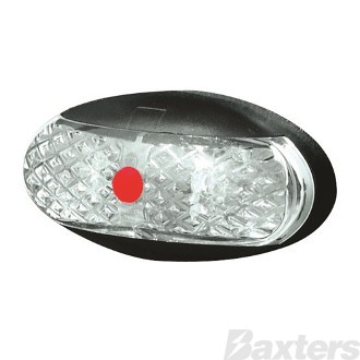LED Clearance Light Red 10-30V Oval 60 x 30mm Clear Lens 2.5mt Cable