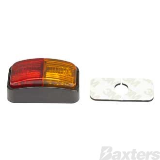 LED Clearance Light Red/Amber 10-30V Red/Amber Lens 50x25mm Fixed & Self-Adhesive Mounts