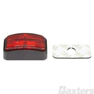 LED Clearance Light Red 10-30V 56x31x22 Red Lens Fixed & Self-Adhesive Mount 0.5 Lead