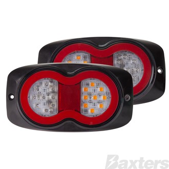 LED Rear Combination Lamp Kit 10-30V Stop/Tail/Ind/Ref/Lic Surface Mnt 202x111mm Twin Pac