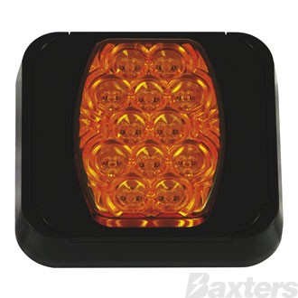 LED Indicator Lamp BR80 Series 10-30V 20 LED Rect 102 x 94mm Amber Lens Surface Mount