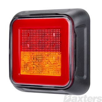 LED Rear Combination Lamp Kit 10-30V Stop/Tail/Ind Surface Mnt Glow Park 80x80mm Twin Pac