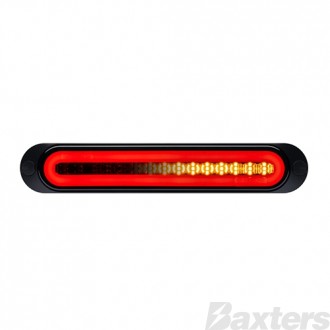 LED Rear Sequential Ind/Tail [Glowtech] 12V Blacked Out Lens Surface Mnt 252x45mm