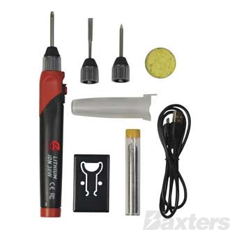 Rechargeable Lithium Soldering Iron Kit 50W, includes Case, Tips and Solder