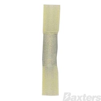 Heat Shrink Butt Connector 5-6mm Insulated Joiner Yellow Pkt 25