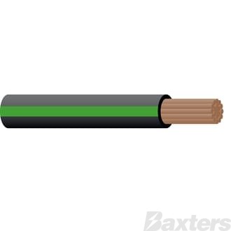 Single Core Cable 3mm Black/Green Trace 30m 