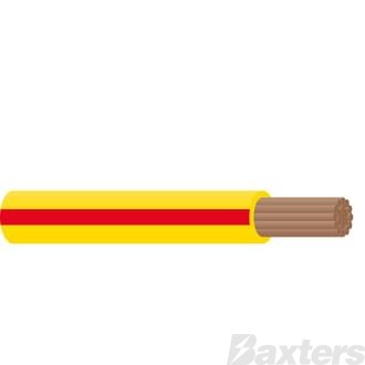 Single Core Cable 3mm Yellow/Red Trace 30m 