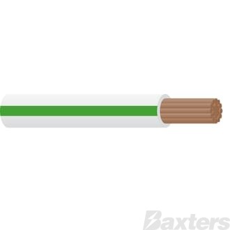 Single Core Cable 3mm White/Green Trace 100m 