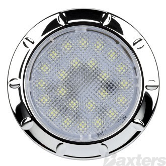 LED Interior Lamp Round Chrome Recessed 12V 24 LEDs 70mm Chrome Body