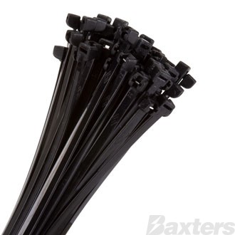 Metal Tongue Cable Ties Black 100mm X 2.5mm Pkt 100