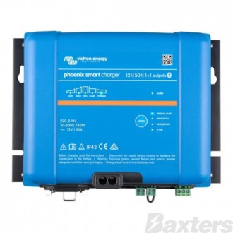 Phoenix Smart Battery Charger IP43 12V 50A 1+1 No Mains 240V Cord ADA010100300