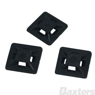 Cable Tie Mount Adhesive Black 19mm x 19mm Pkt 100