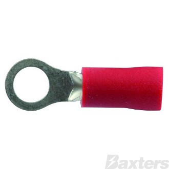 Crimp Terminal Ring 4mm Insulated Red Pkt 100