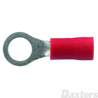 Crimp Terminal Ring 5mm Insulated Red Pkt 100
