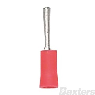 Crimp Terminal Pin 2-3mm Insulated Red Pkt 100