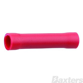 Crimp Terminal Butt Connector 2-3mm Insulated Joiner Red Pkt 100