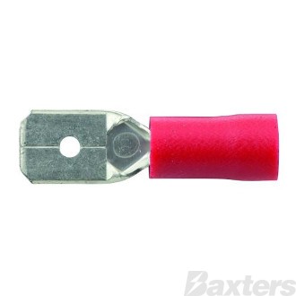 Crimp Terminal Male Blade 6.4mmx0.8mm Insulated Red Pkt 100