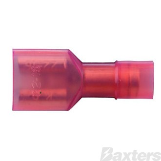 Female Blade Terminals Fully Insulated Clear Red 6.4 x 0.8mm Pack 100 ** Can Use RPET1038 **
