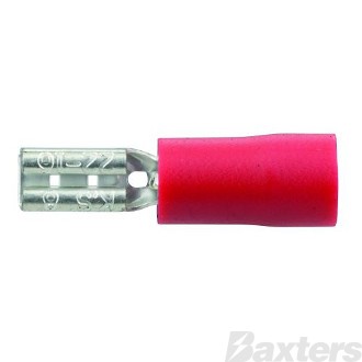 Crimp Terminal Female Blade 2.8mm x 0.8mm Insulated Red Pkt 100