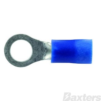 Crimp Terminal Ring 5mm Insulated Blue Pkt 100