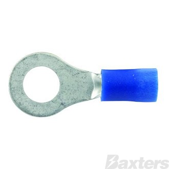 Crimp Terminal Ring 6mm Insulated Blue Pkt 100
