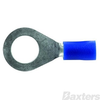 Crimp Terminal Ring 8mm Insulated Blue Pkt 100