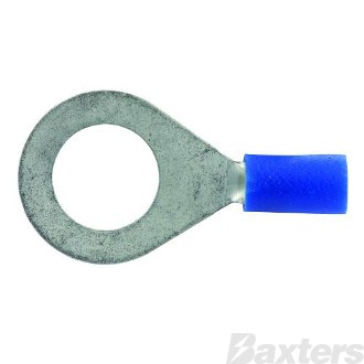 Crimp Terminal Ring 10mm Insulated Blue Pkt 100